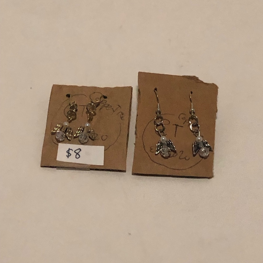 Elegant Bead Drop Angel Earrings